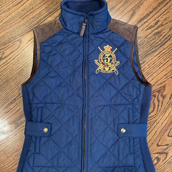 Ralph Lauren Sport Navy Blue County Riders Jockey Club Quilted Vest S/P - Picture 1 of 4